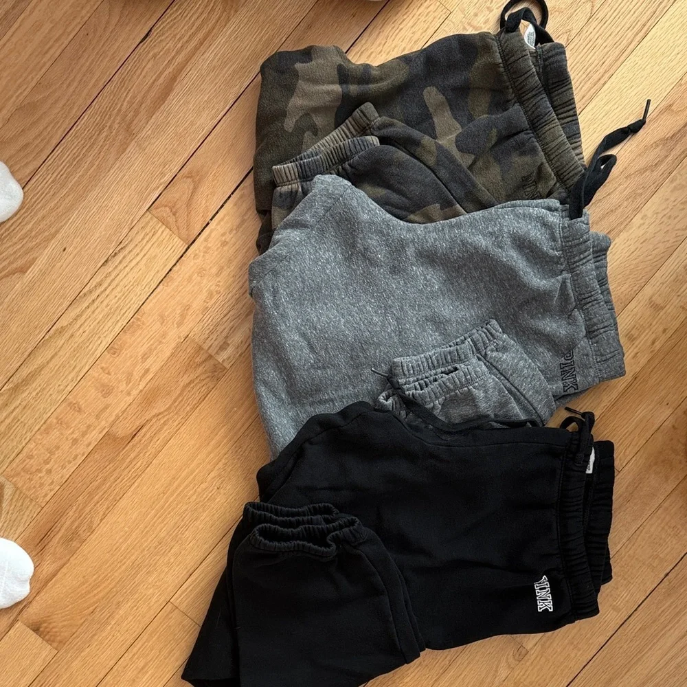 PINK Victoria's Secret Camouflage, Gray, and Black Joggers Lot - Picture 1 of 2